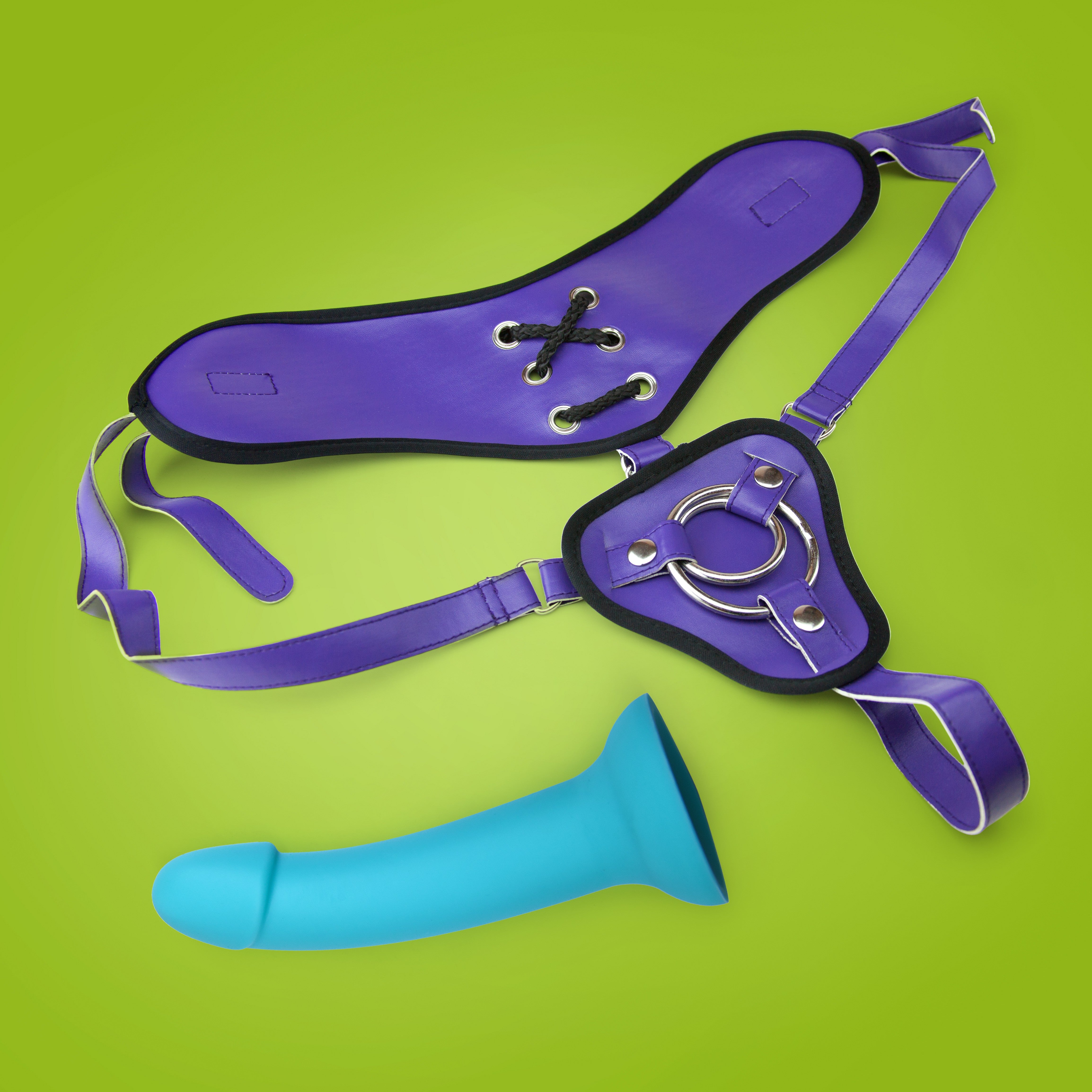 Wide Back Vegan Harness and 6.5" Dildo Set Strap On Harness product image 1