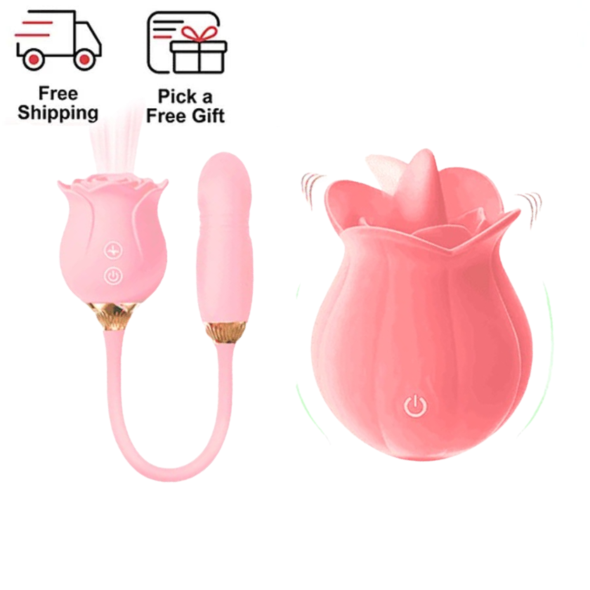 Rose Tongue Vibrator Duo – Best-Selling Rose Duo Massagers - Suction & Tongue-Style for Ultimate Pleasure front product view
