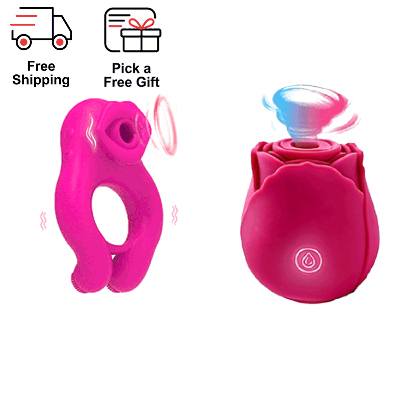 Vibrating Cock Ring for Couples – Couples Pleasure Set - Vibe Ring & Rose Toy® Bundle for Intimate Moments front product view