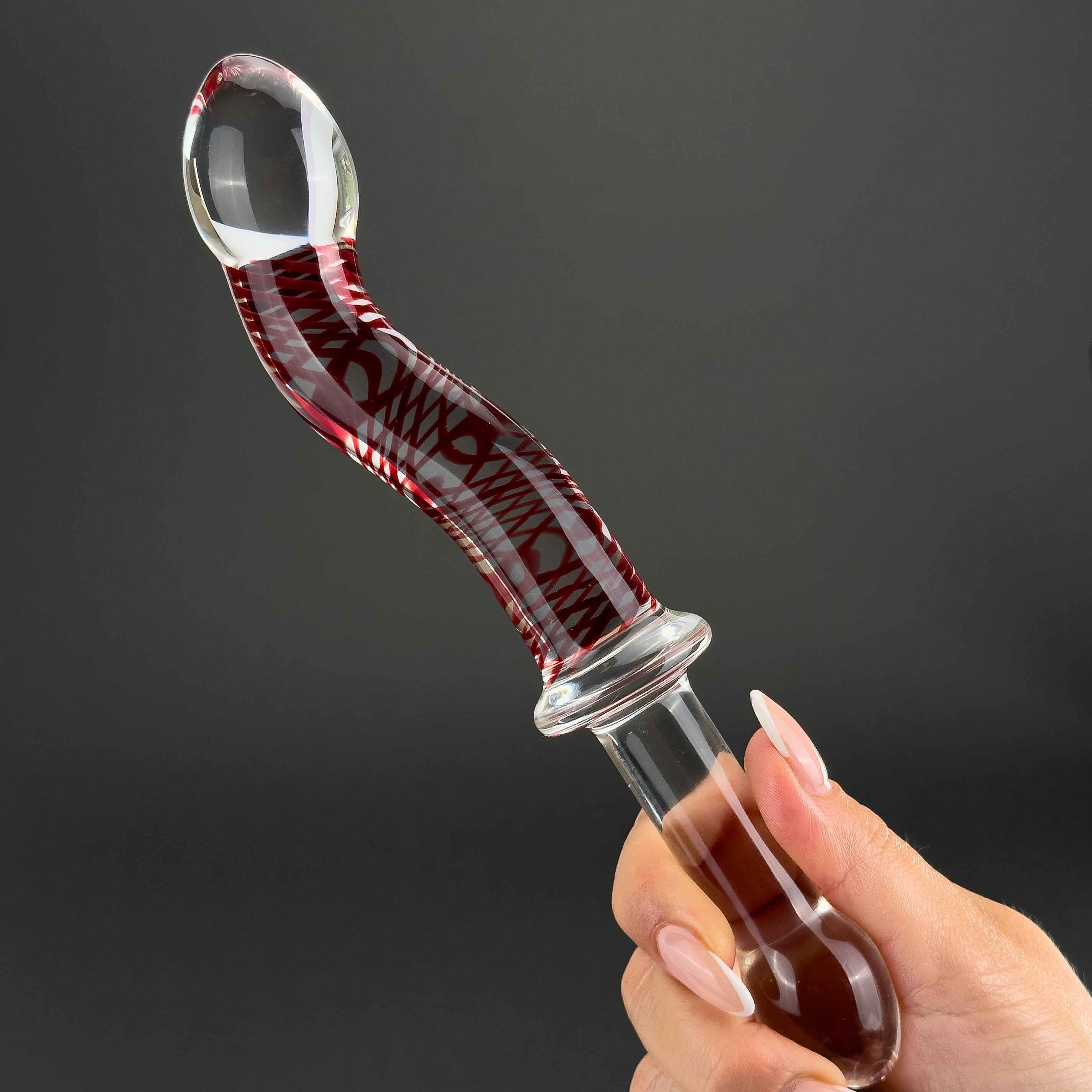 G-Spot Cherry Swirl Double Ended Glass Dildo product image 4