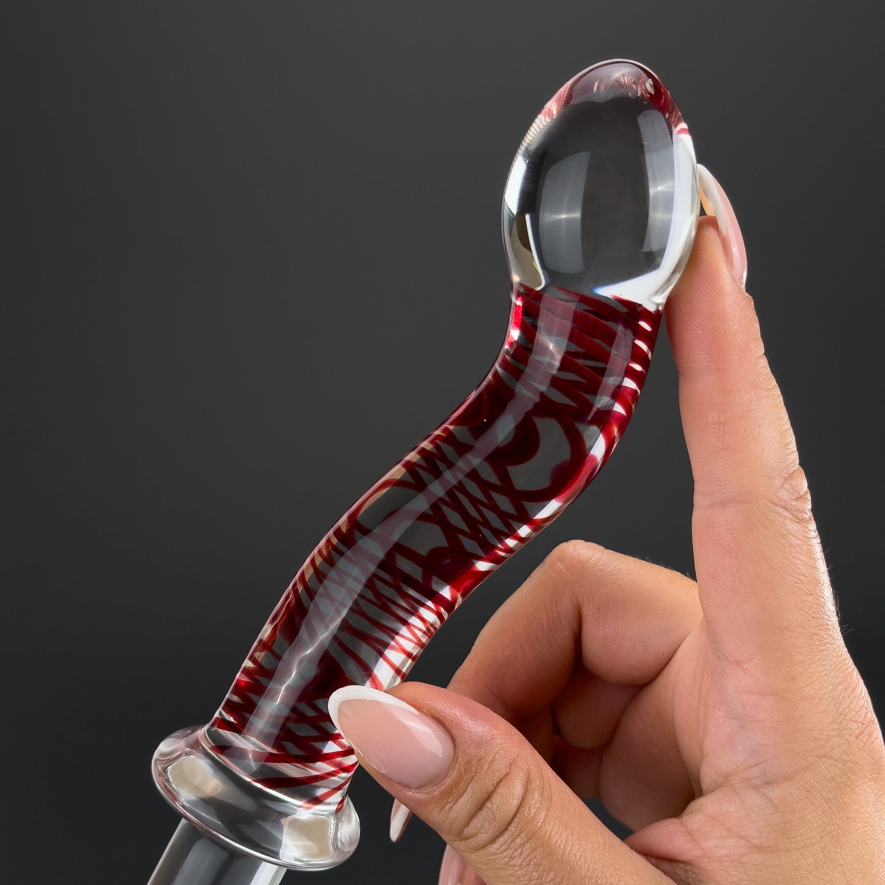 G-Spot Cherry Swirl Double Ended Glass Dildo product image 6