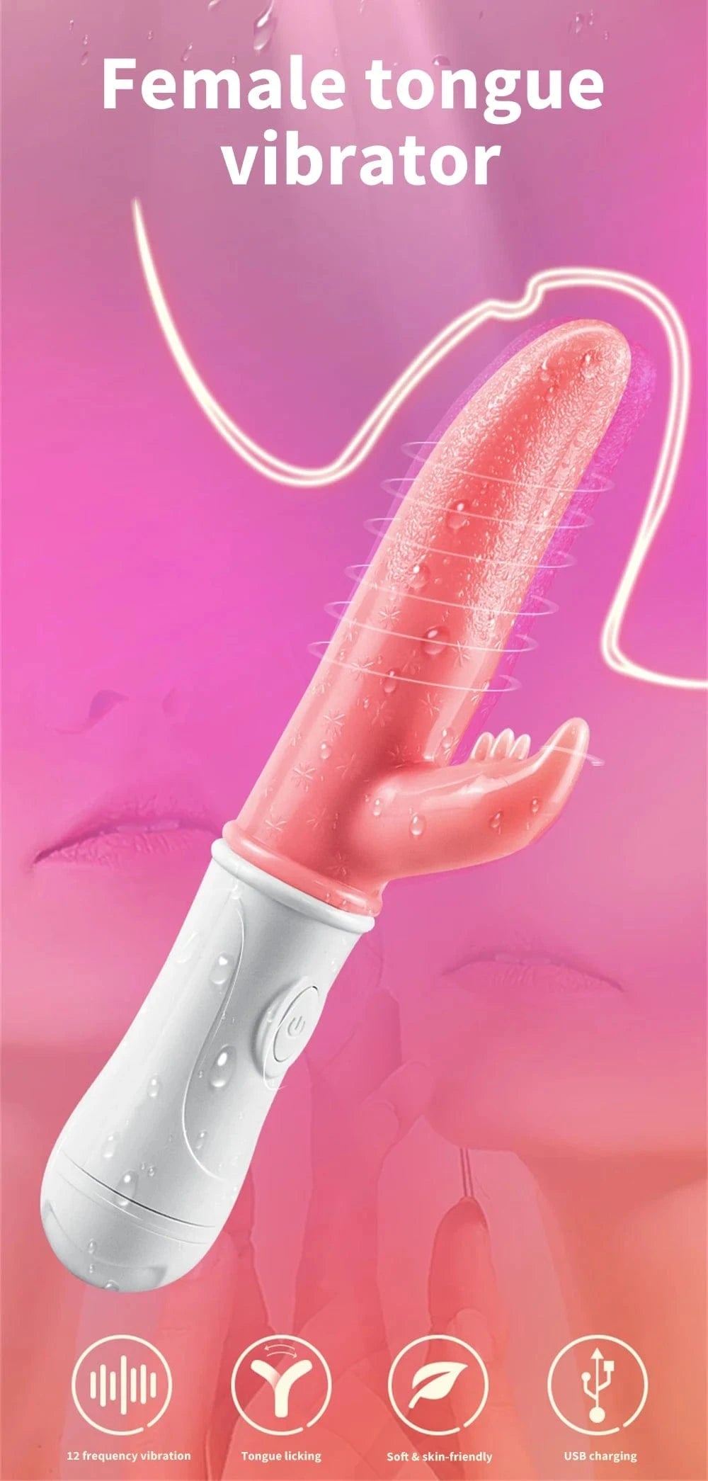 G-spot Clitoral Stimulation 12 Frequency Simulation Tongue Vaginal Massage Vibrator-IntimiLife