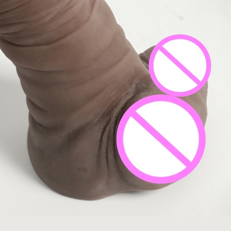 Premium silicone dildo with realistic detailing and flexible material bend