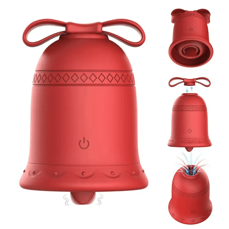 Clitoral stimulator displaying 10 vibration mode controls and charging port