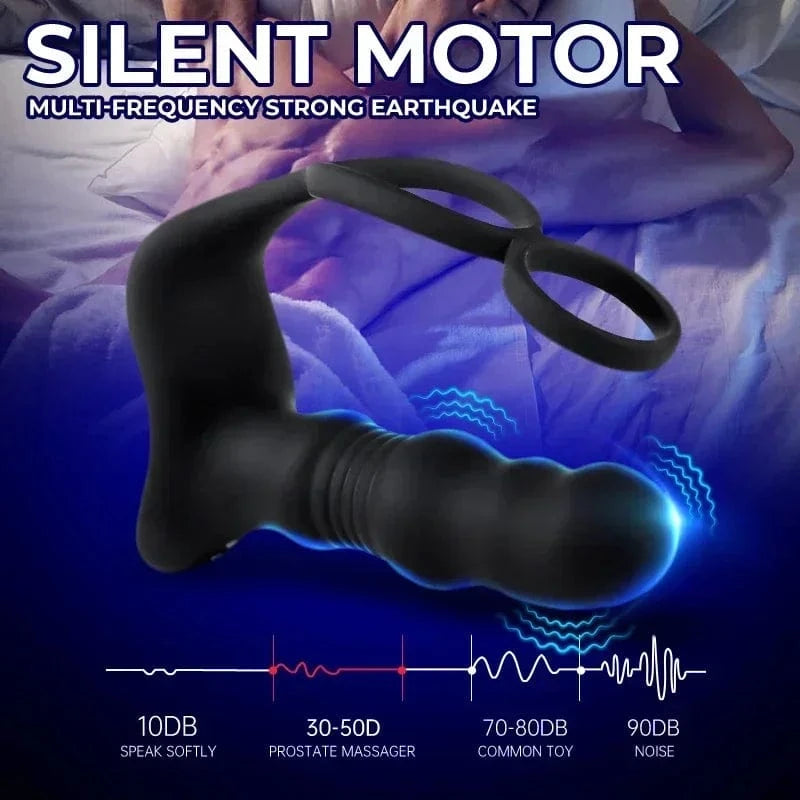 Massager Masturbation 9 Frequency Remote Control Anal Vibrator with Cock Ring-IntimiLife