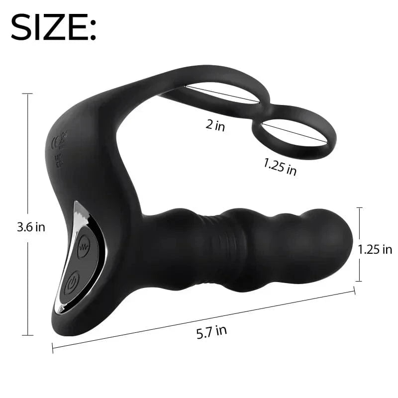 Massager Masturbation 9 Frequency Remote Control Anal Vibrator with Cock Ring-IntimiLife