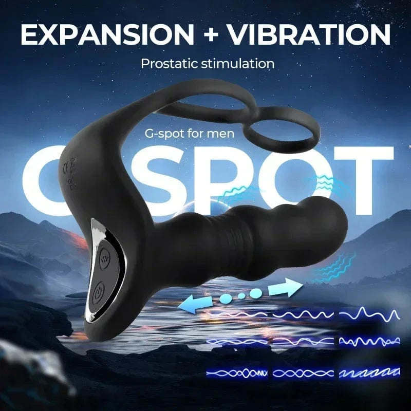 Massager Masturbation 9 Frequency Remote Control Anal Vibrator with Cock Ring-IntimiLife
