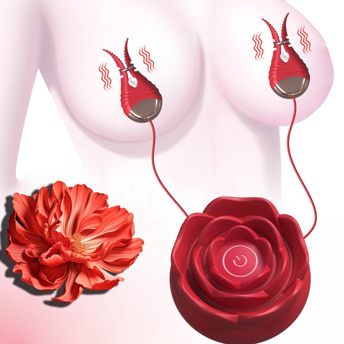 Rose-shaped 10 Vibration Nipple Clamps Set-IntimiLife