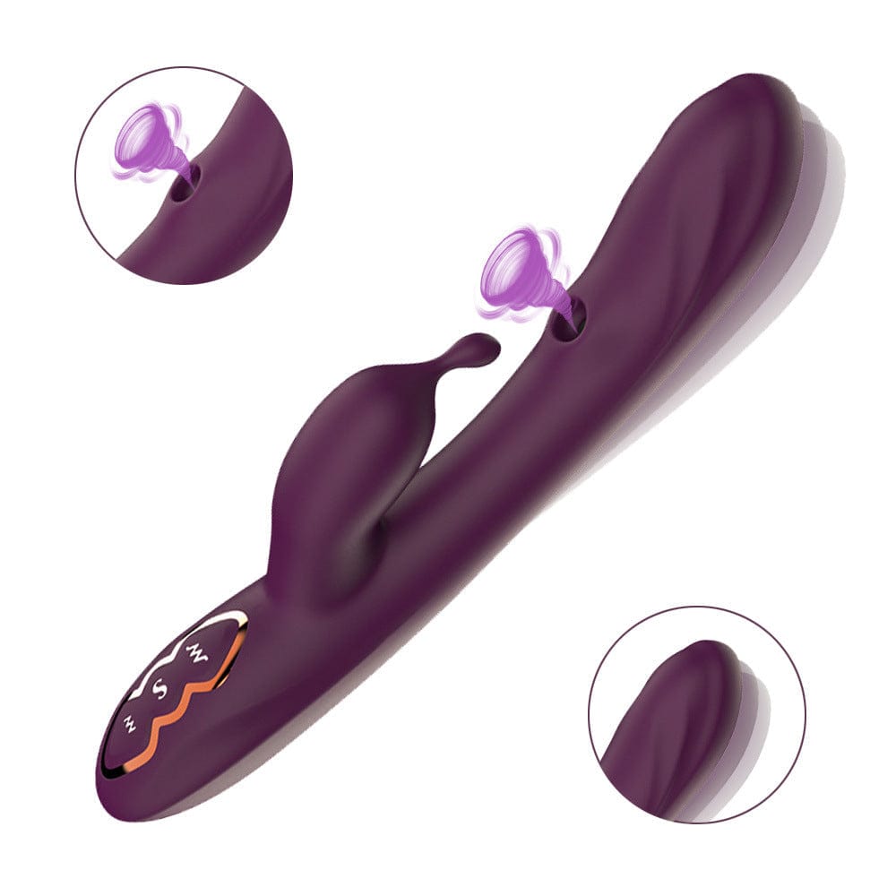 G-spot suction vibrator showing ergonomic curved design and silicone texture
