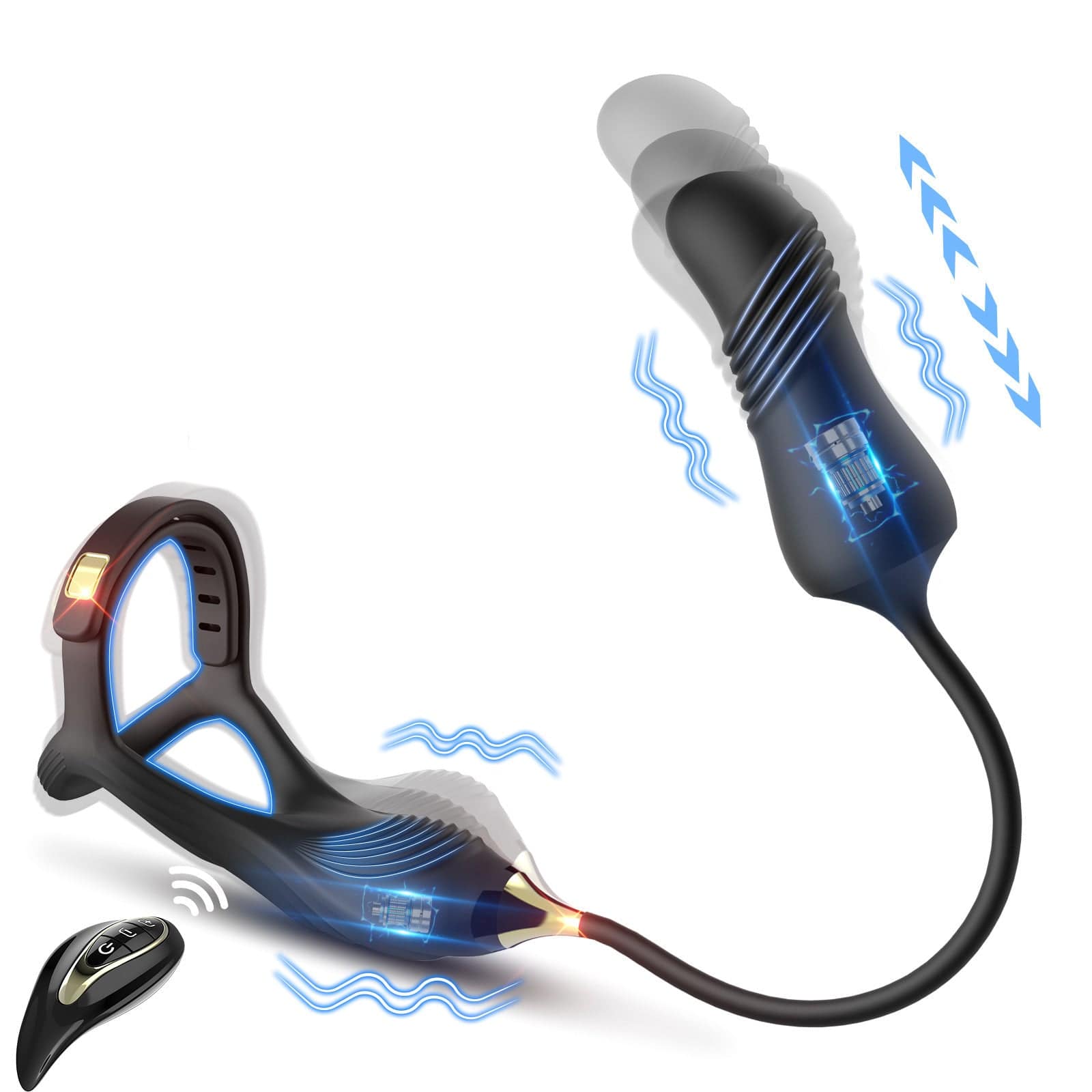 2 In 1 penis Ring thrusting anal Prostate Massager with Adjustable ring buckle-IntimiLife