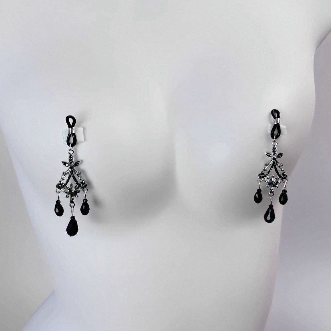 Exquisite Black Gem Diamond Choker with Nipple Clamps-IntimiLife