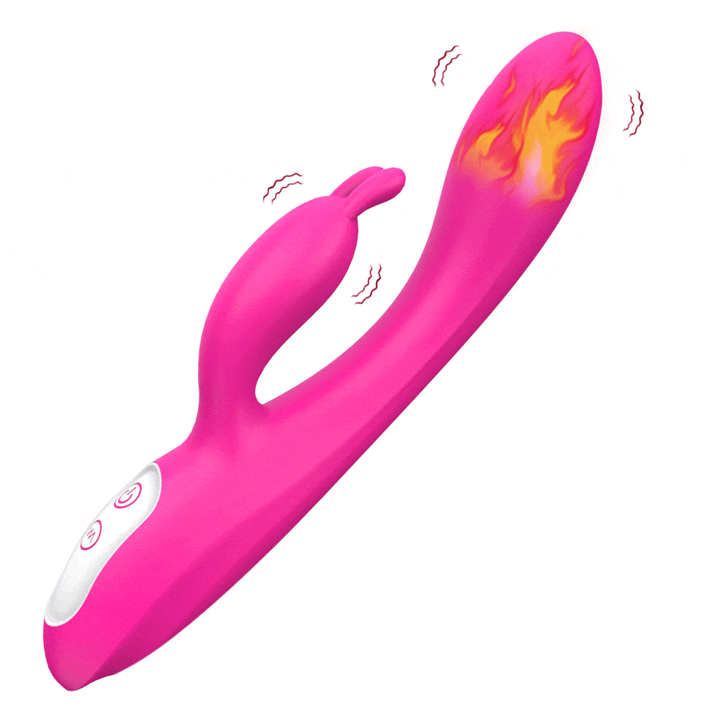 Waterproof heated rabbit vibrator with dual stimulation design
