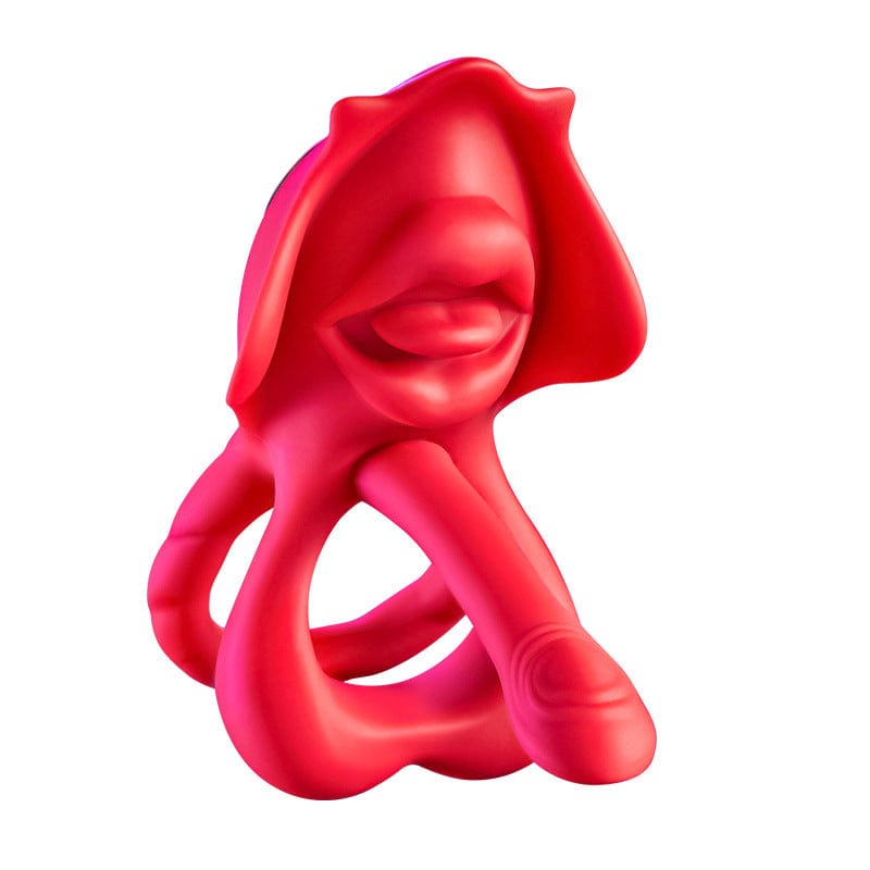 Realistic Mouth Biting Cock Ring with 9 vibration and 9 bite modes for couples pleasure