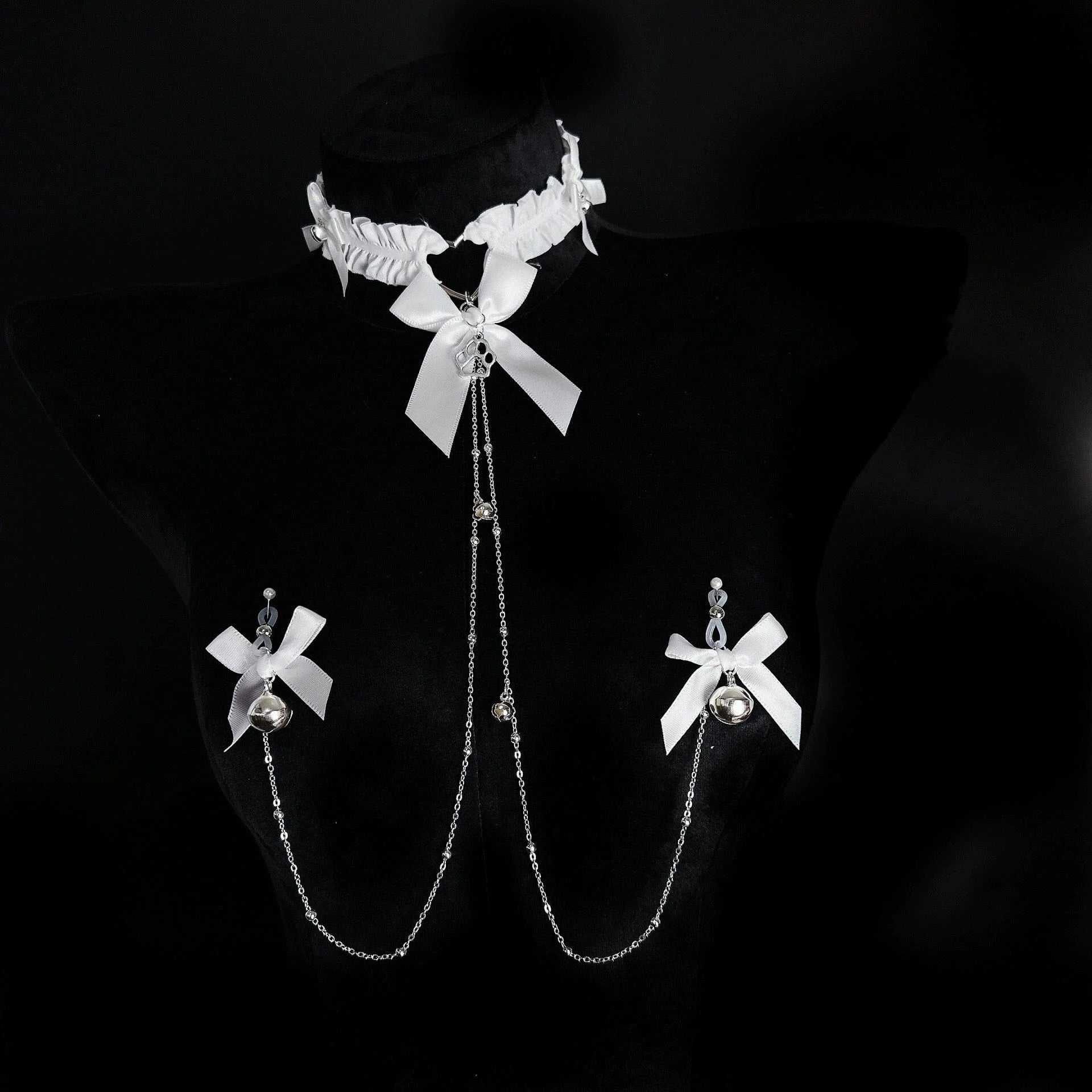 Bow Choker Nipple Clamps Body Chain Set-IntimiLife