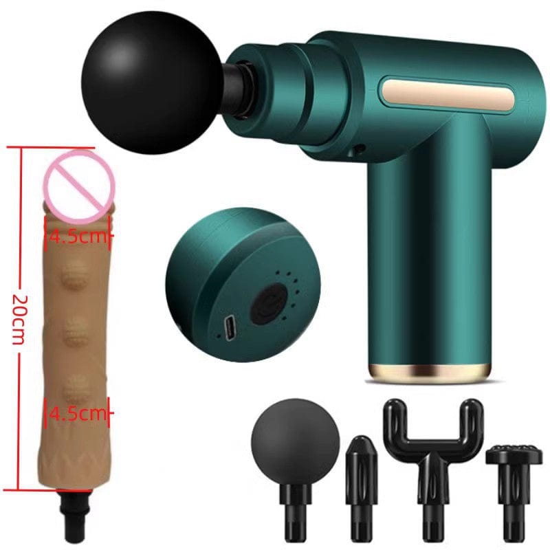 Close-up of four interchangeable massage heads for versatile therapy options