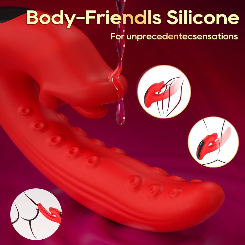 Tentacle Tongue Licking Double-headed G-spot Clitoris Vibrator-IntimiLife