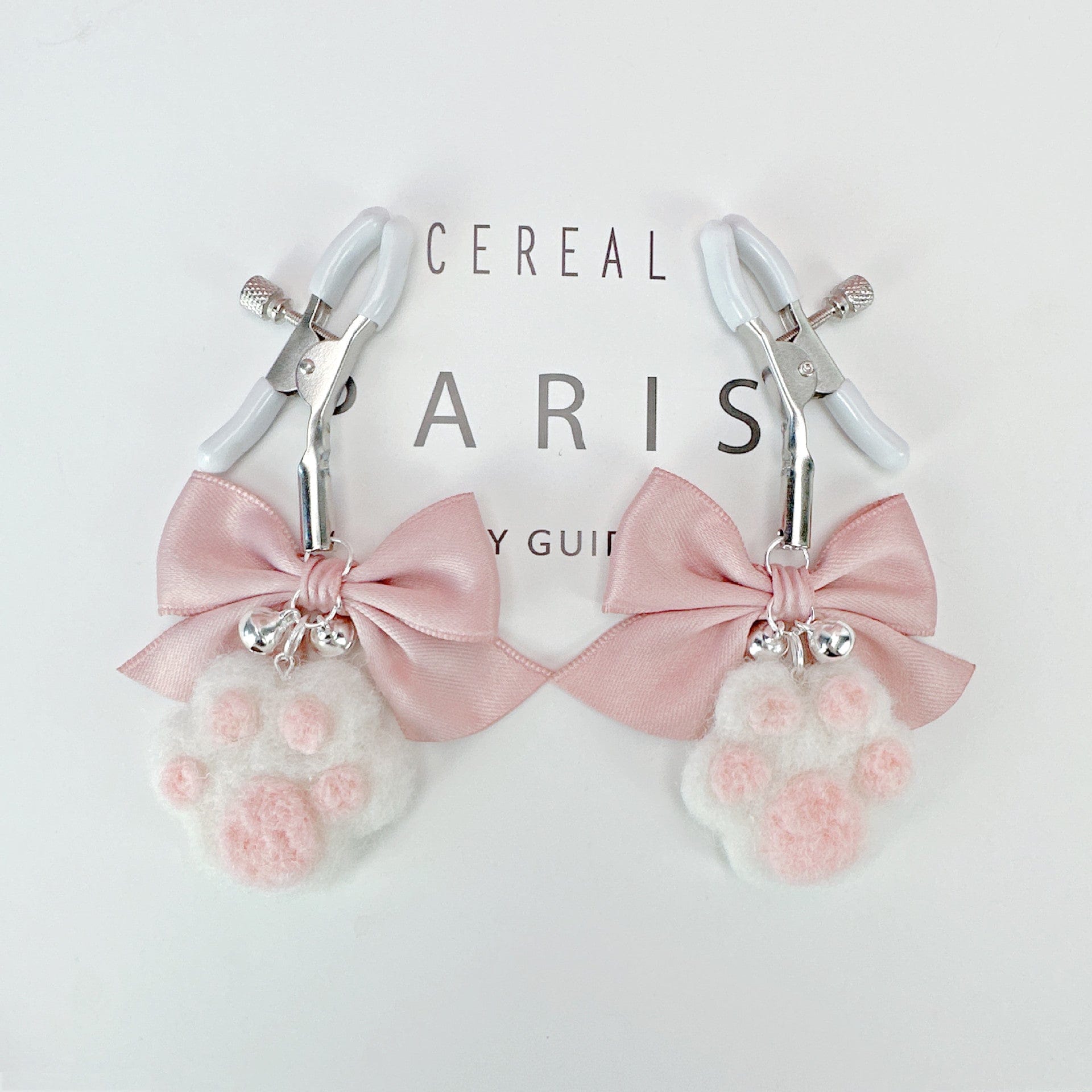 Cute Bow Plush Cat Claw Nipple Clamps With Bells-IntimiLife