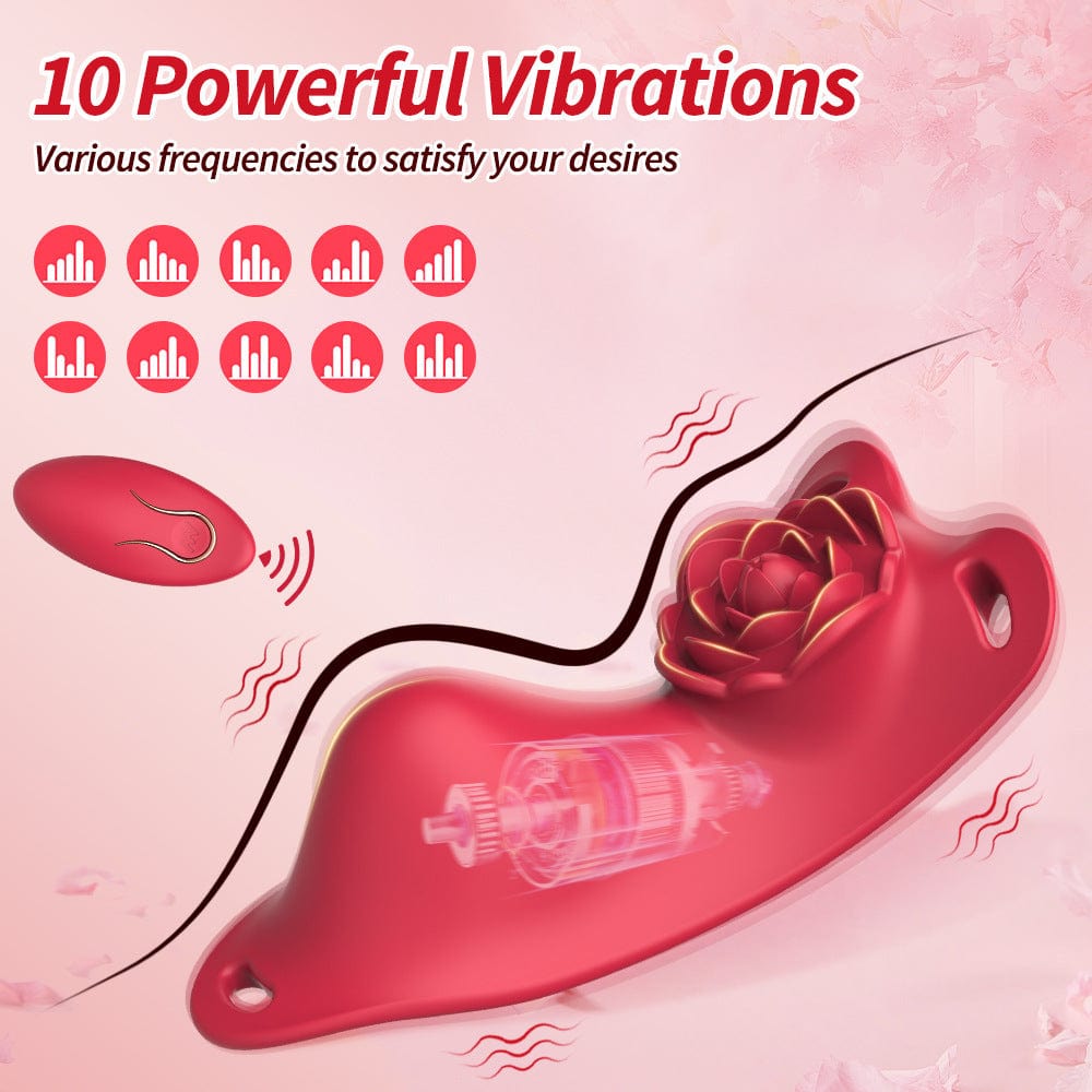 Rose Wearalbe Clitoral Massage Vibrator with Panty & Remote Control-IntimiLife