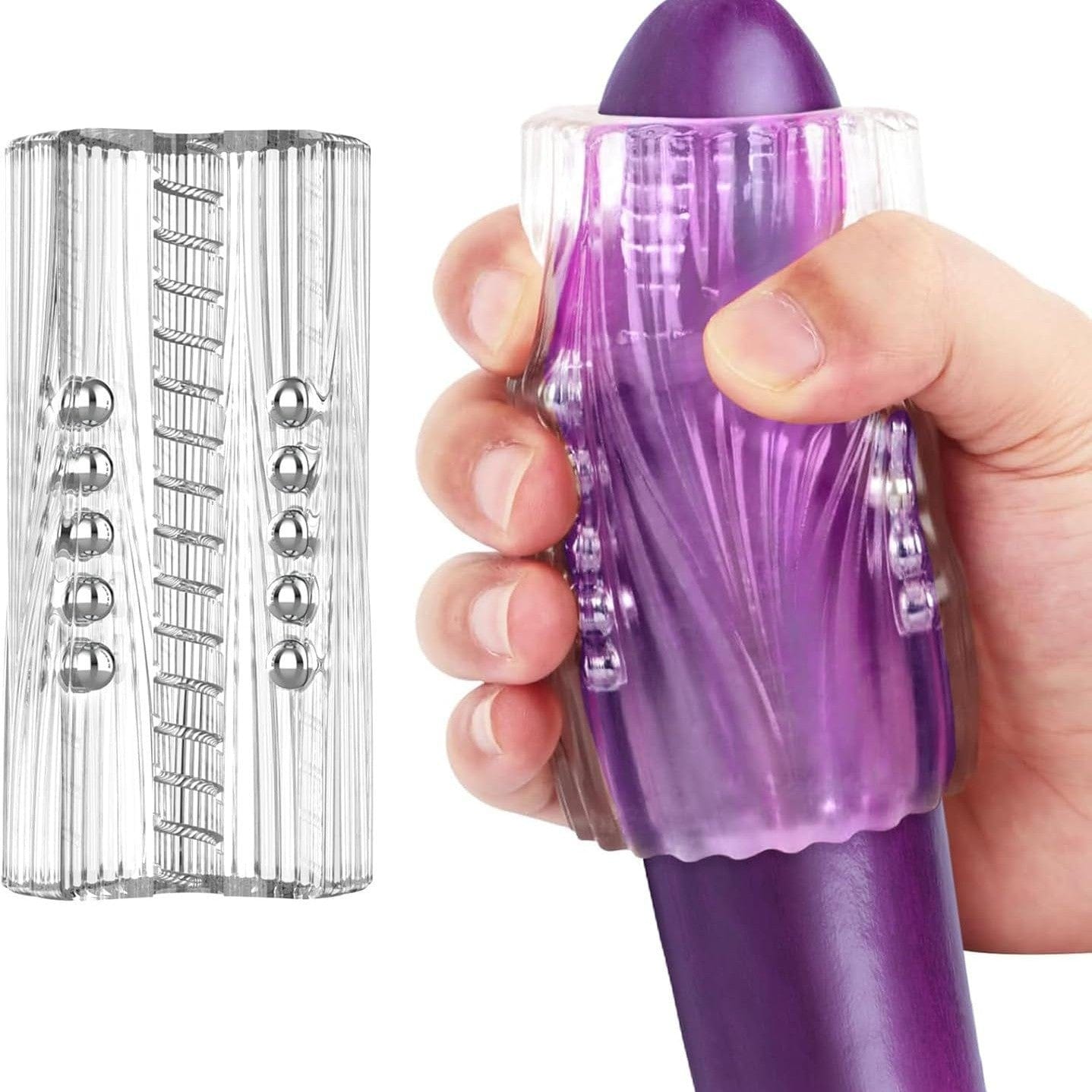 Manual Suction Penis Sleeve Blowjob Male Masturbators with 15 Extruded Beads-IntimiLife