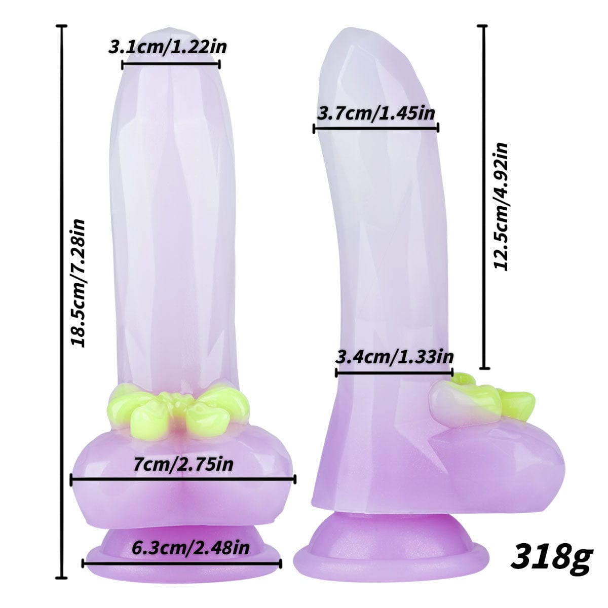 7.48in Gradient Purple Realistic Dildo Butt Plug With Bow-IntimiLife