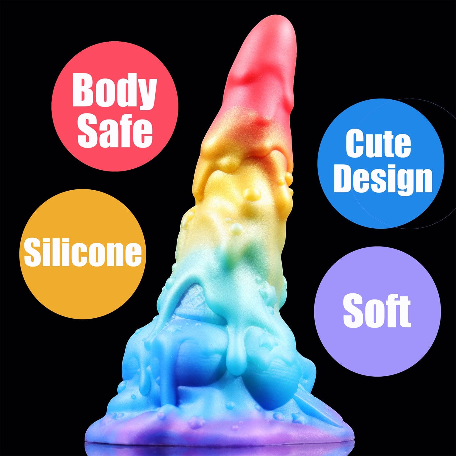 7.48���� AIMITEX Rainbow Ice Cream Liquid Silicone Fantasy Dildo Masturbation Massager-IntimiLife