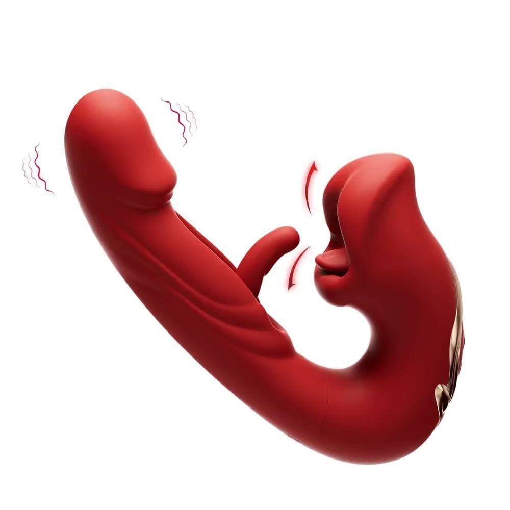 Close-up of the silicone tongue clitoral stimulator with biting and vibrating features