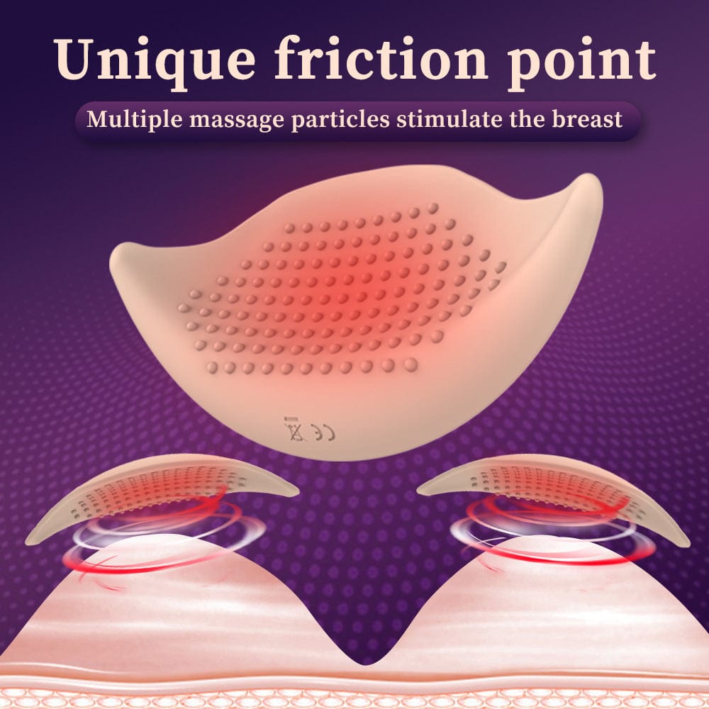 Invisible wearable breast massager shown in flesh color on neutral background