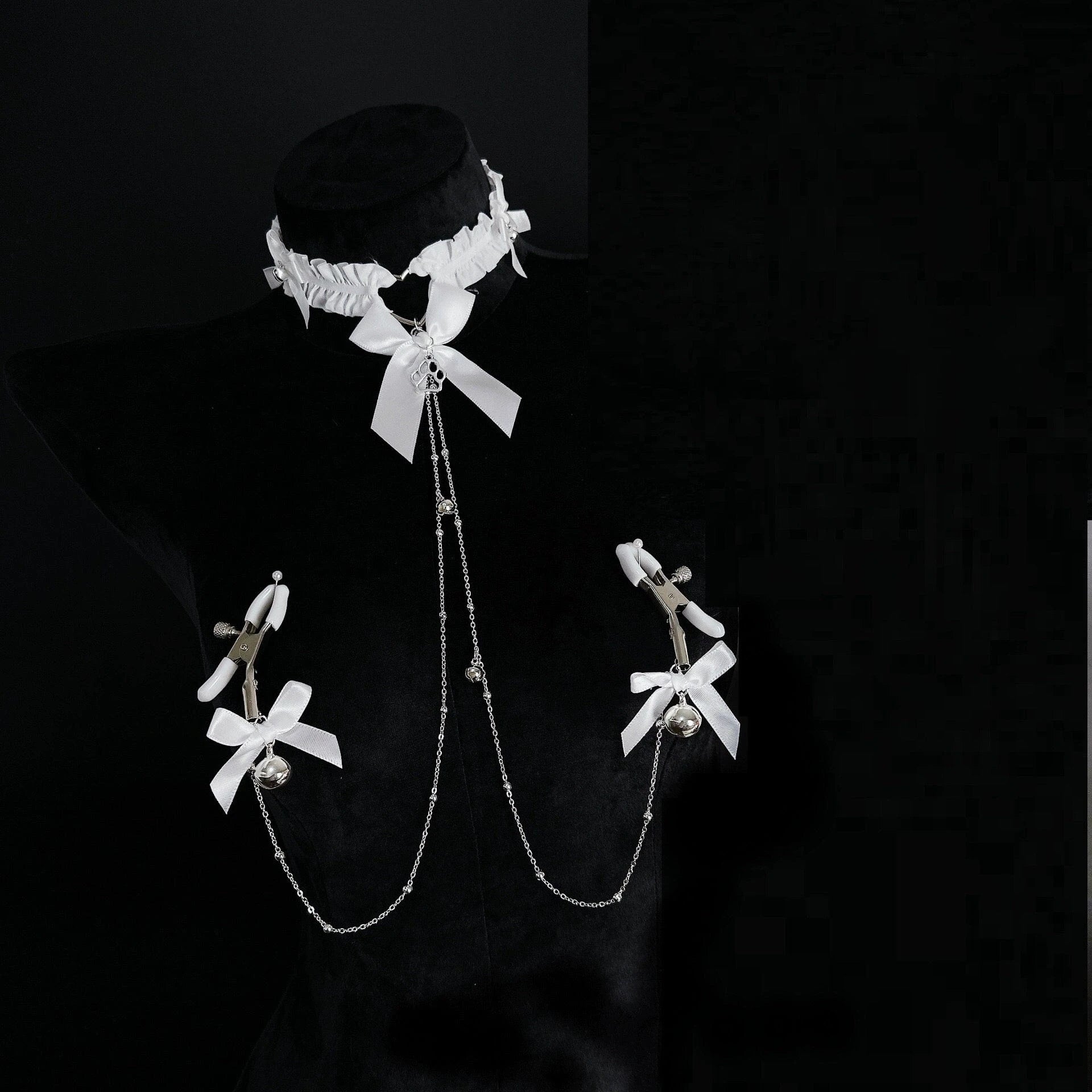 Bow Choker Nipple Clamps Body Chain Set-IntimiLife