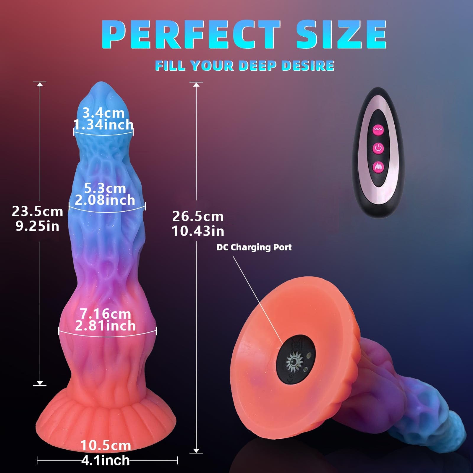 9.25‘’ Luminous Dragon Monster Dildo Vibrator Remote Control With 10 Thrusting & Vibration-IntimiLife