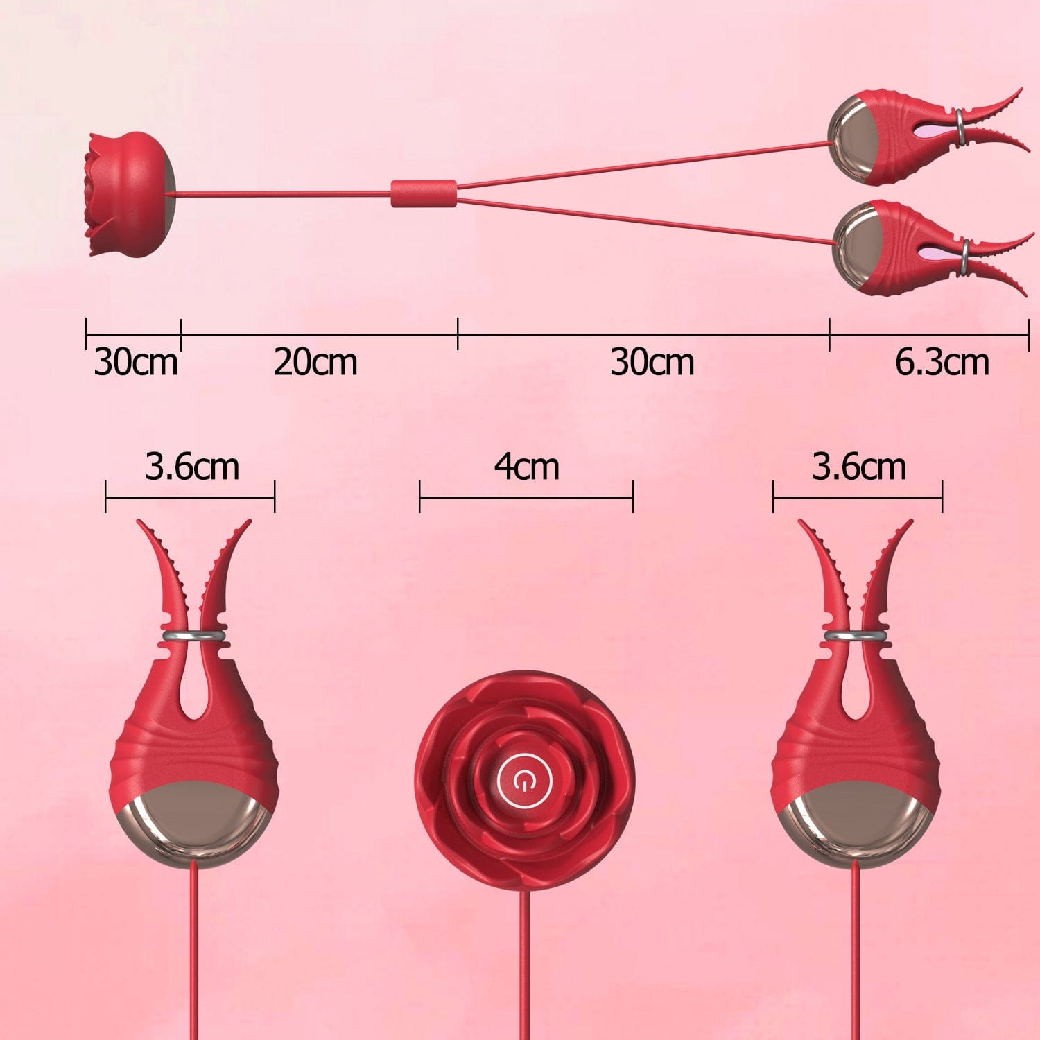 Rose-shaped 10 Vibration Nipple Clamps Set-IntimiLife