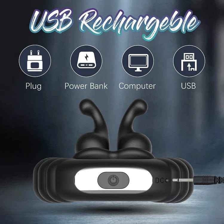 intimilife - Vibrating Dual Penis Ring Dildo Stretchy Cock Ring-IntimiLife