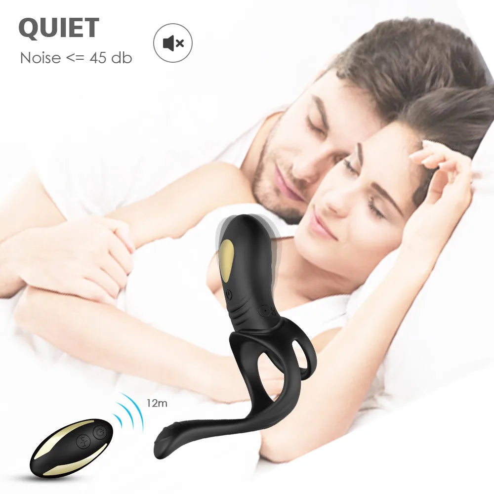 Waterproof and USB rechargeable vibrating cock ring with one-button control interface