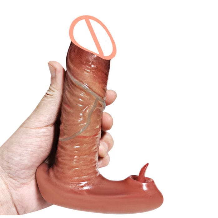 Thrusting dildo vibrator with remote control for hands-free operation