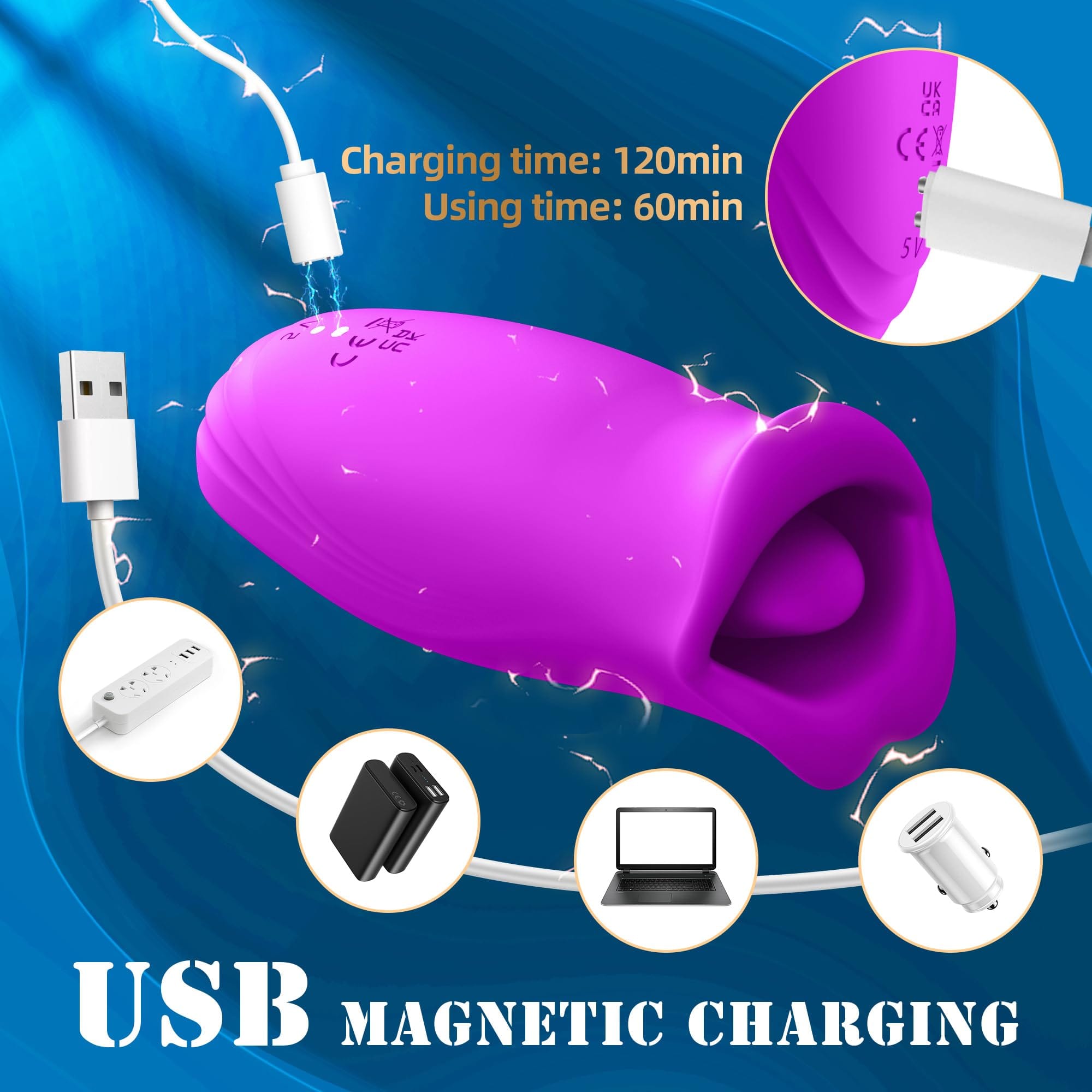 Product displaying 10 biting and 10 vibration mode controls