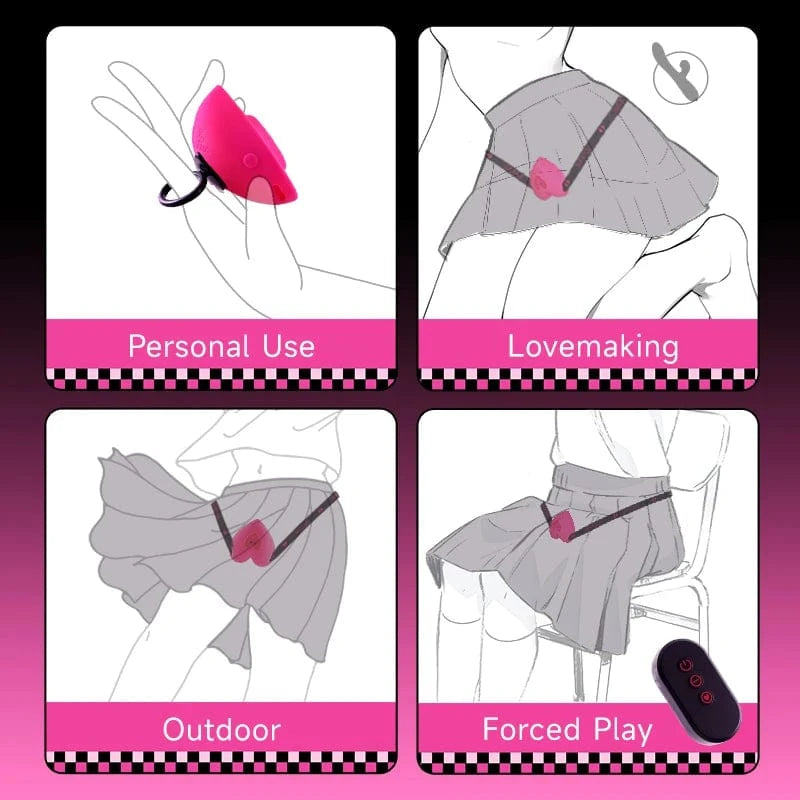 Lockink Pink Love-shaped Wearable Clitoral Suction Vibrator With Remote Control-IntimiLife