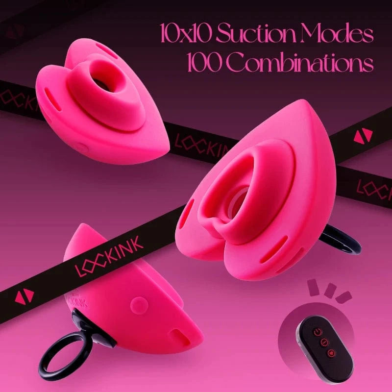 Lockink Pink Love-shaped Wearable Clitoral Suction Vibrator With Remote Control-IntimiLife