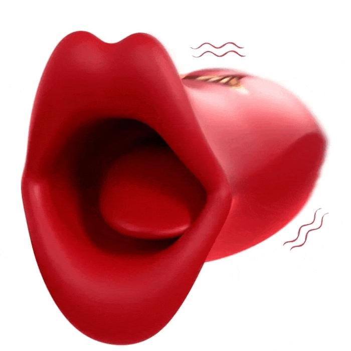 Red rose vibrator with realistic lips design for clitoral stimulation