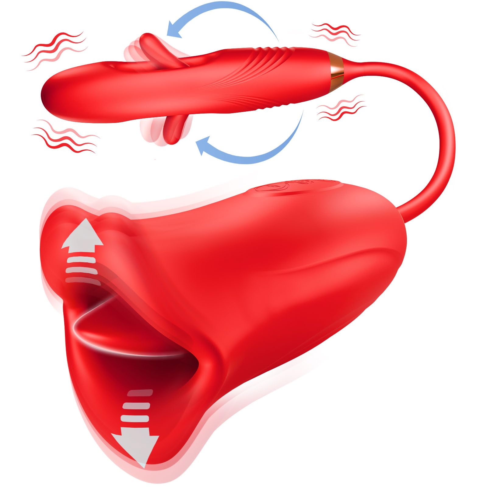 intimilife - Rose Muncher Lip Tongue Suction Vibrator With Patting Dildo Vibrator-IntimiLife