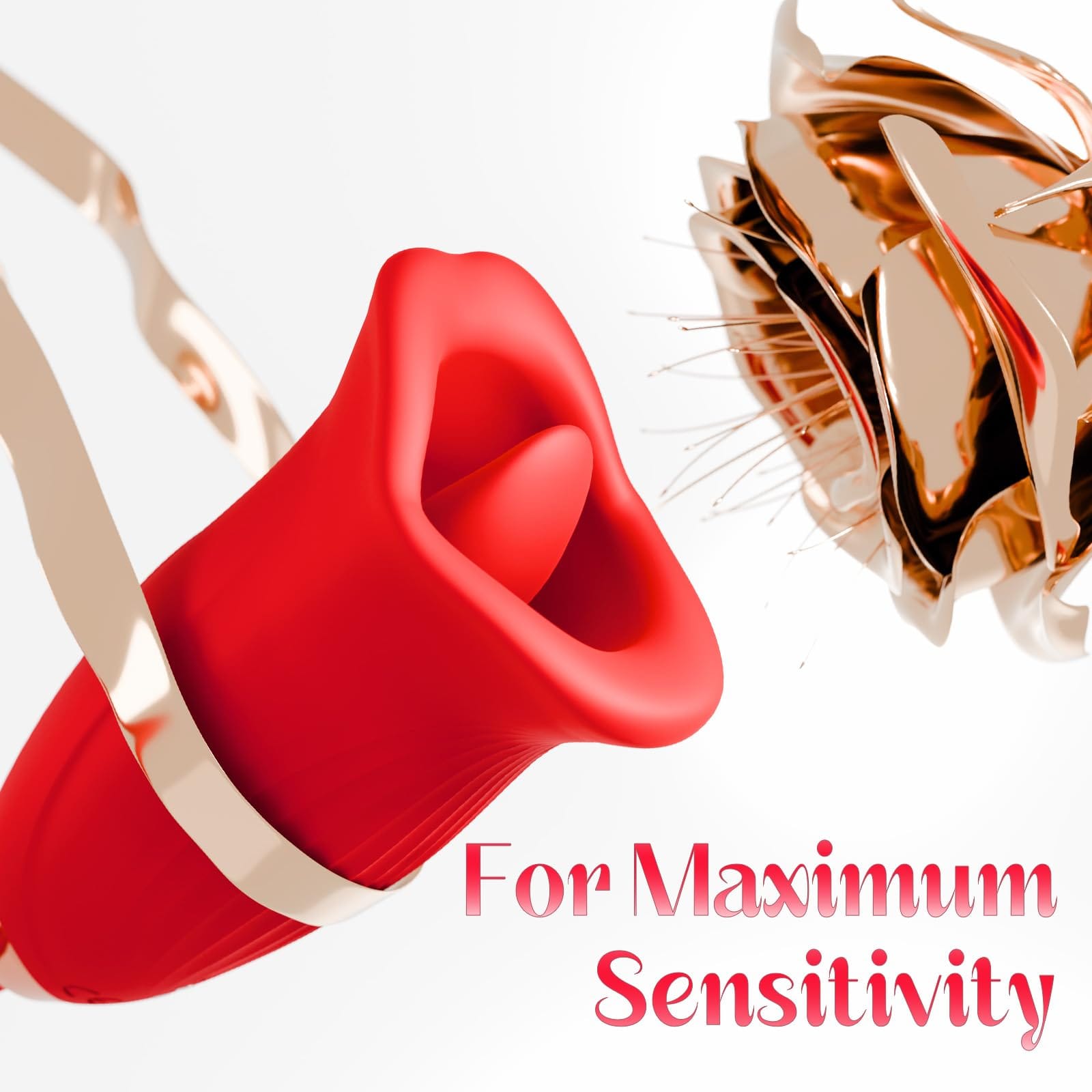 intimilife - Rose Muncher Lip Tongue Suction Vibrator With Patting Dildo Vibrator-IntimiLife