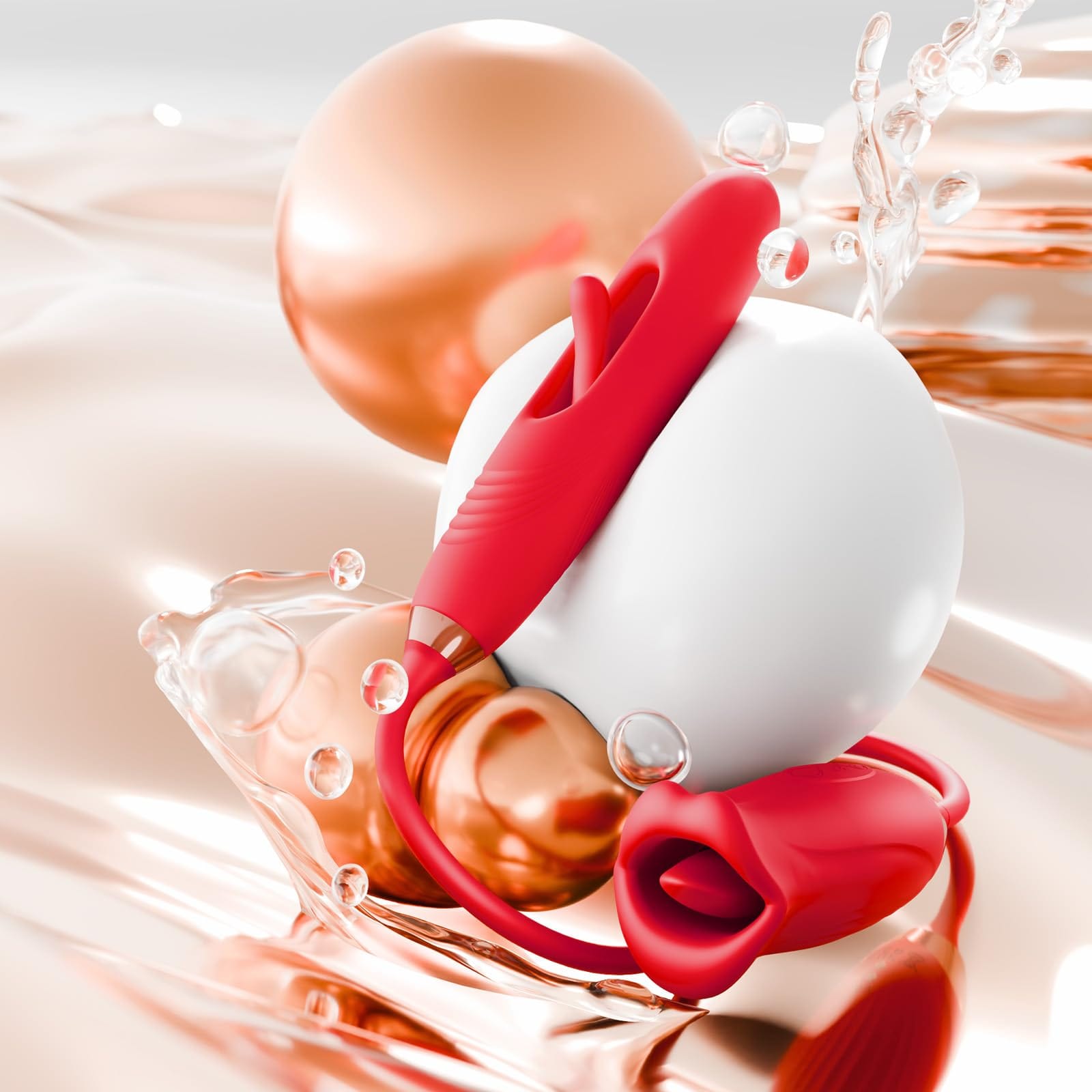 intimilife - Rose Muncher Lip Tongue Suction Vibrator With Patting Dildo Vibrator-IntimiLife