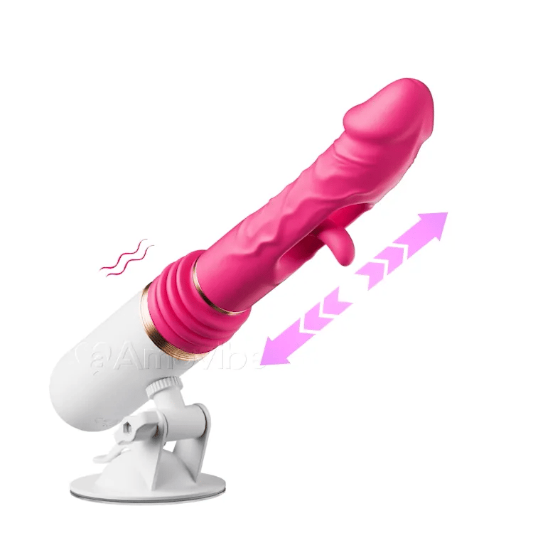 Thrusting dildo vibrator with suction base showing realistic design