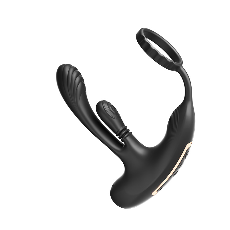 Close-up of silicone prostate massager head showing smooth texture and contours