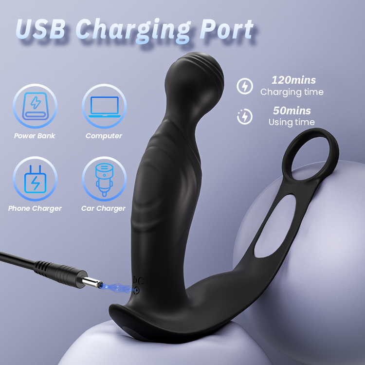 Rotating Prostate Massager with Cock Ring-IntimiLife