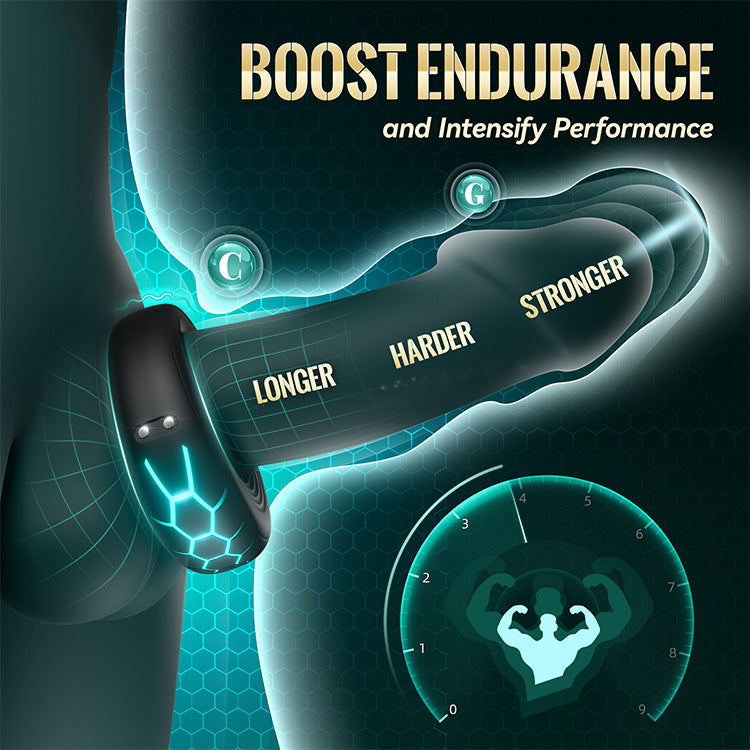 Vibrating ring in use context highlighting comfortable stretch and secure fit