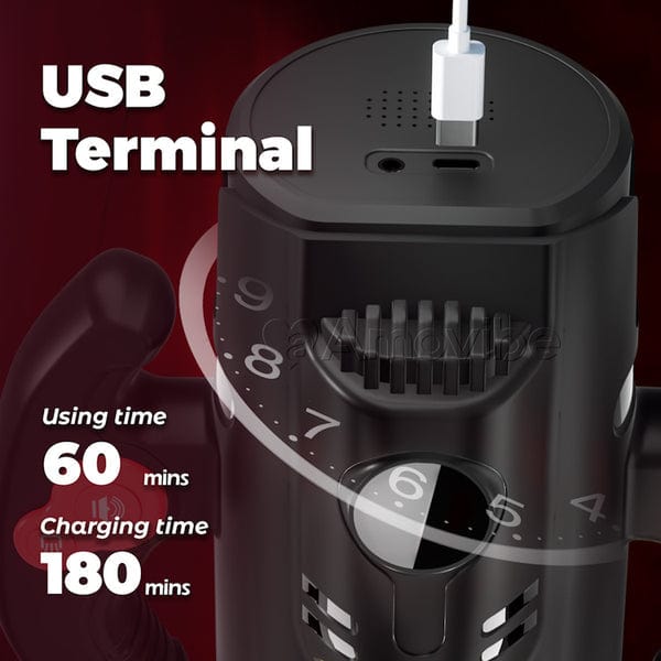 USB charging port and intuitive button controls on masturbator