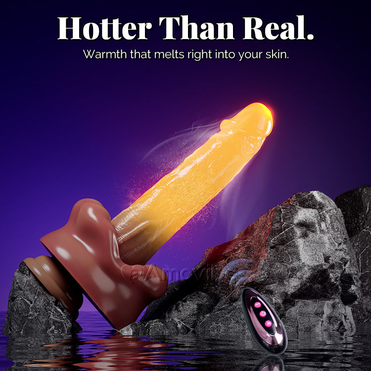 9-inch heating dildo showing realistic design and texture details