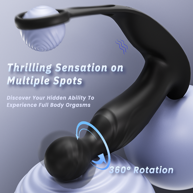 Rotating Prostate Massager with Cock Ring-IntimiLife