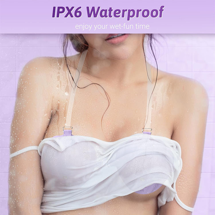 Close-up of APP-controlled nipple vibrator with smartphone interface display