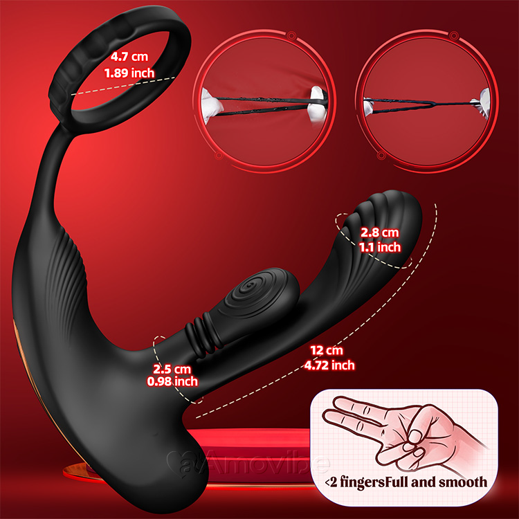 Prostate wellness device displaying waterproof design and charging port