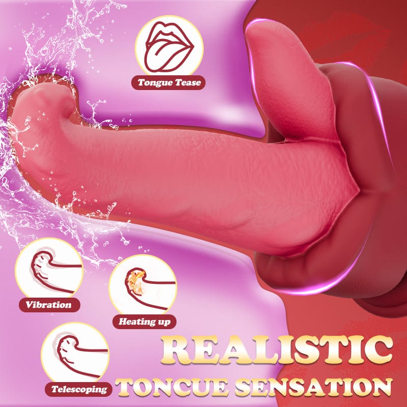 5.7���� Realistic Tongue Thrusting Heating Fantasy Dildo With Suction Cup-IntimiLife